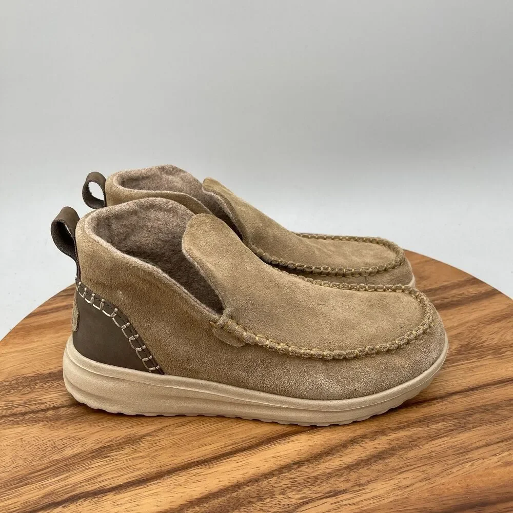 Hey Dude Denny Boots Womens Size 8 Brown Suede Casual Slip On Comfort Bootie